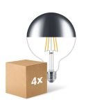 Voordeelpak 4x Philips Classic LED Globe E27 Filament Spiegel Helder 120mm 7.2W 650lm - 827 Zeer Warm Wit | Dimbaar - Vervangt 60W