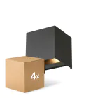 Voordeelpak 4x D'Lite LED Wandlamp Elingen Aluminium Zwart 4.9W 480lm - 830 Warm Wit